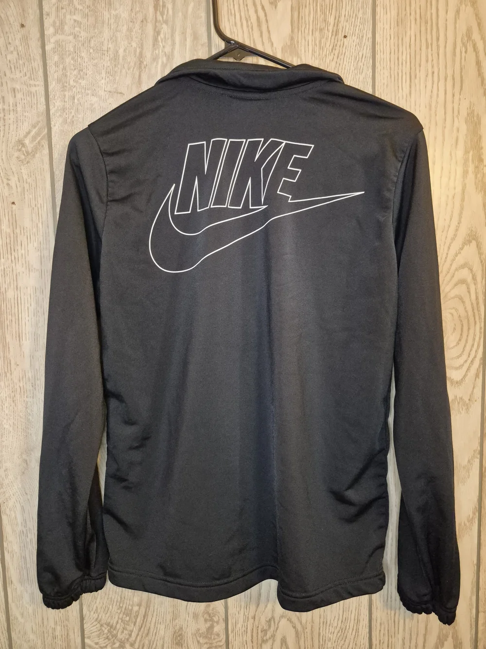 Nike Black Full-Zip Kids (Unisex) Jacket with White Swoosh - Picture 2 of 7